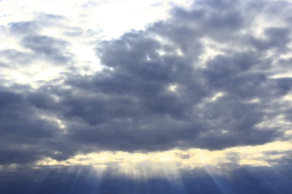 dark evening clouds and beams of sun