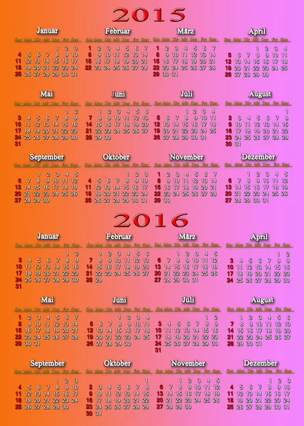 Calendario 2015 - 2016 in tedesco — Foto Stock