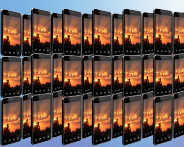 satırlardaki Günbatımı ile akıllı telefonları