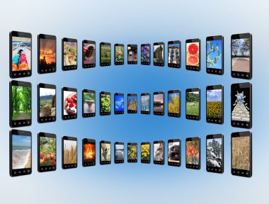 farklı görüntülerle modern cep telefonları