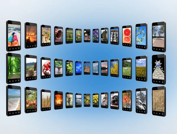 farklı görüntülerle modern cep telefonları