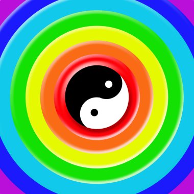 Yin and yang above all colors clipart