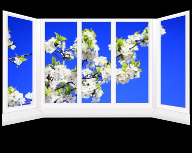 Plastik pencere bahçeye bakan