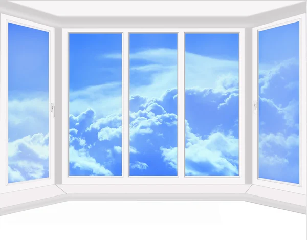 Fenêtres en plastique donnant sur le ciel isolé — Photo