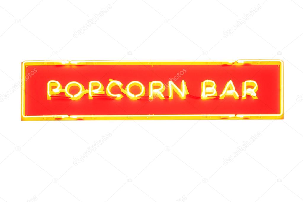 inscription popcorn bar made from neon lights