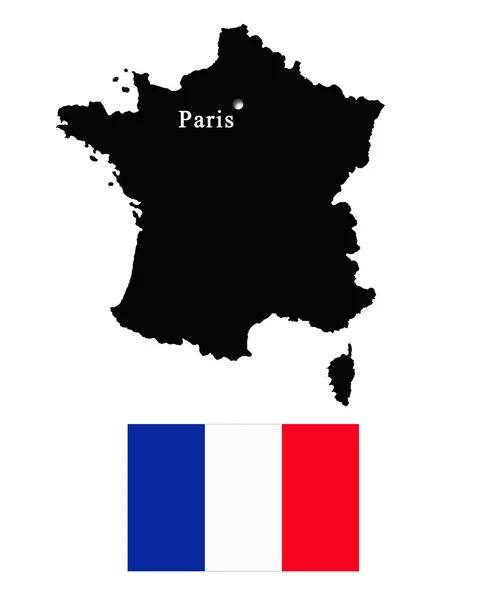 Frankreich Karte und Fahne — Stockfoto