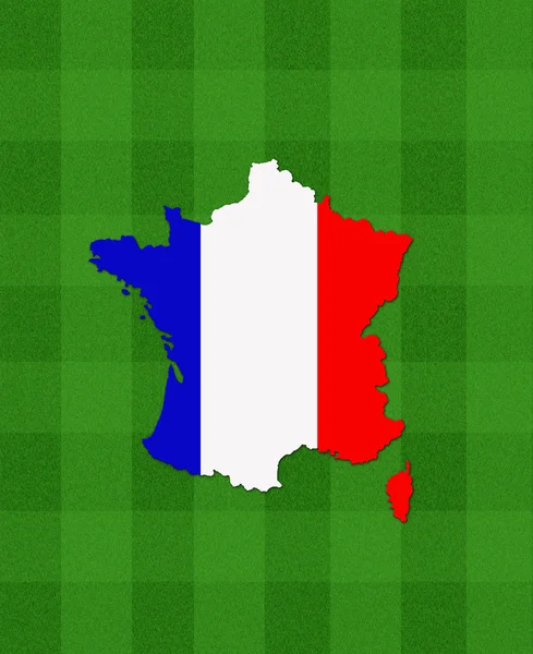 Carte de la France sur le terrain de football — Photo