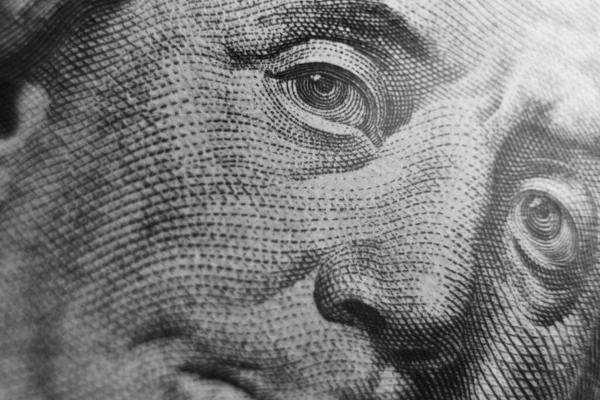 Close One Hundred Dollars Note Portrait — Stock Photo, Image