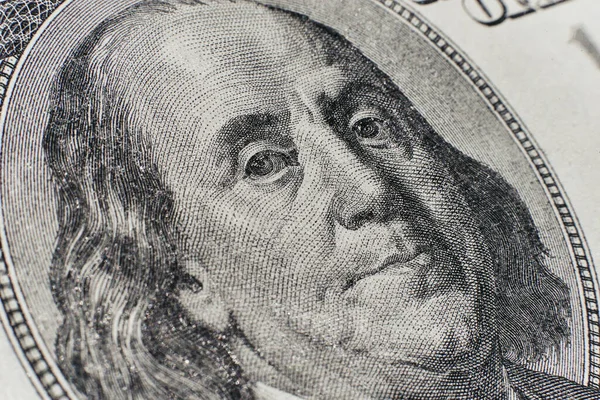 Close One Hundred Dollars Note Portrait — Stock Photo, Image