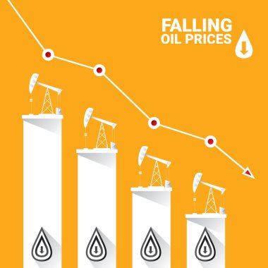Grafik illüstrasyon düşen petrol fiyatı. vektör