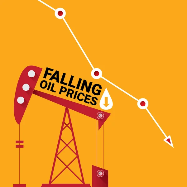 Preço do petróleo caindo ilustração gráfico. vetor — Vetor de Stock