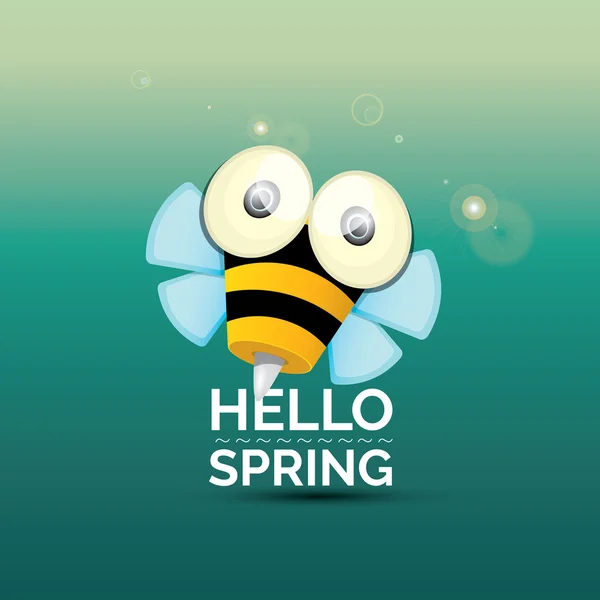 Привет, весна. Мультфильм милый яркий пчела икона — стоковый вектор