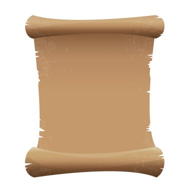 Eski kaydırma kağıt üzerinde beyaz izole. Vintage kağıt