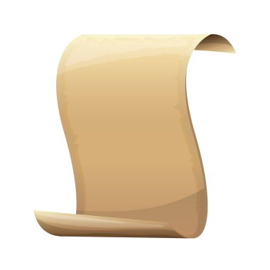 Eski kaydırma kağıt üzerinde beyaz izole. Vintage kağıt