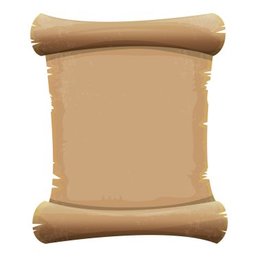 Eski kaydırma kağıt üzerinde beyaz izole. Vintage kağıt