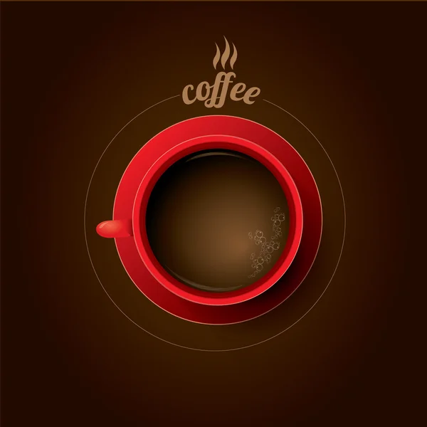 Xícara vermelha de café. caneca de café flat lay — Vetor de Stock