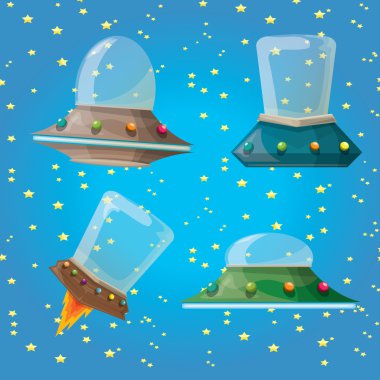 karikatür uçan daire, Ufo uzay gemisi ayarla.