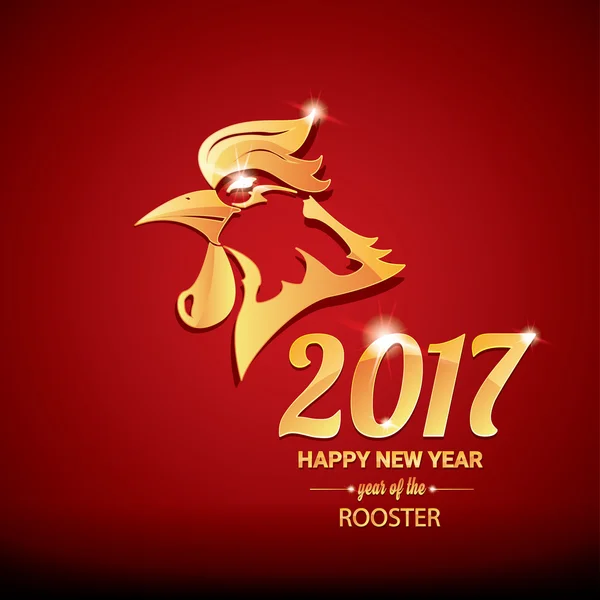 행복 한 중국 새 해 2017 황금 수 탉 — 스톡 벡터