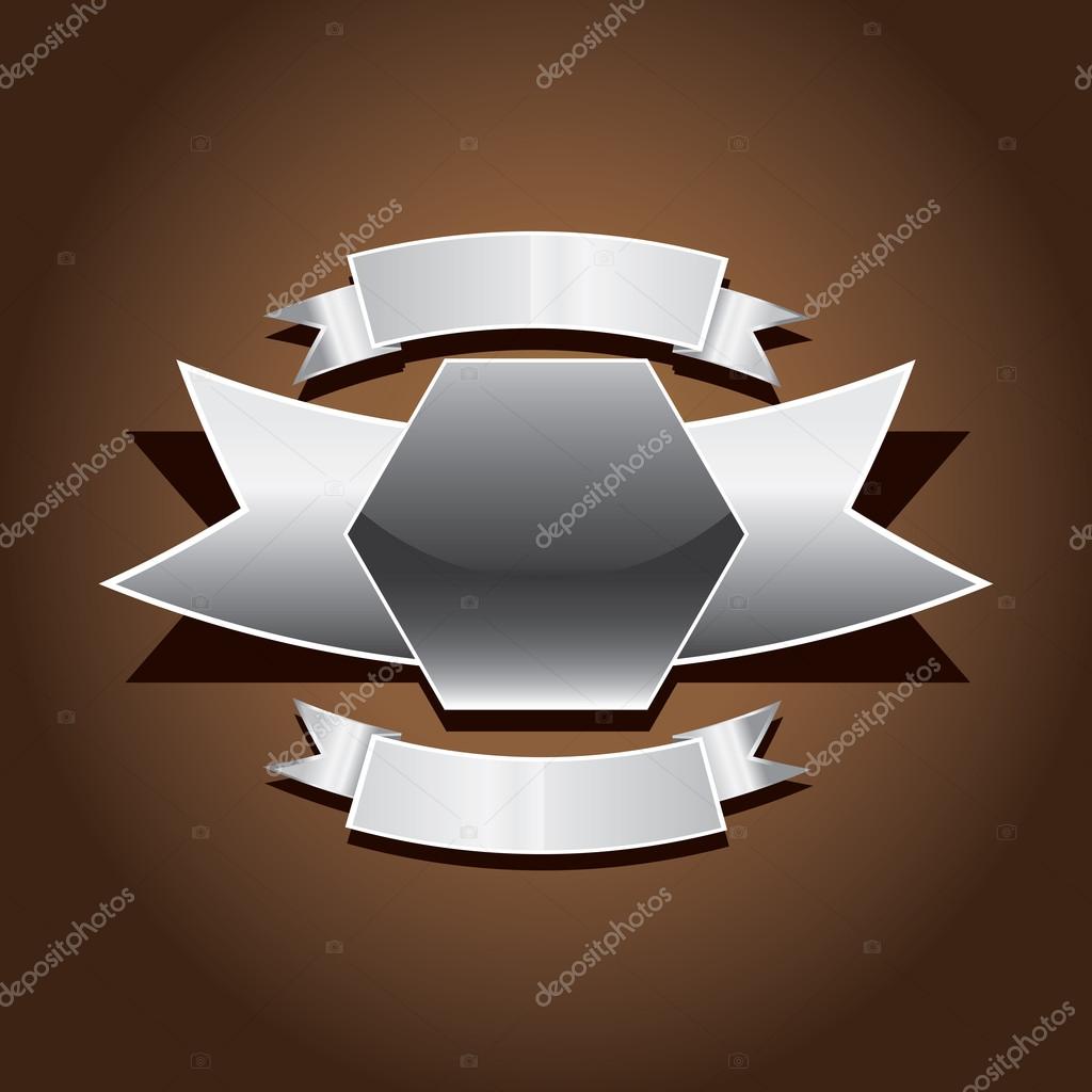 Vector metallic automotive, motorcycle badge with wings. Signs and labels.