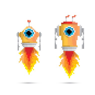 piksel tarzı robot seti