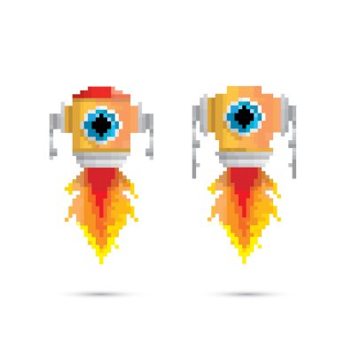 piksel tarzı robot seti