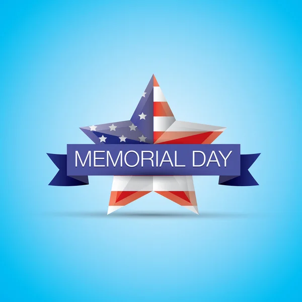 Memorial Day with star in national flag colors — Stock Vector
