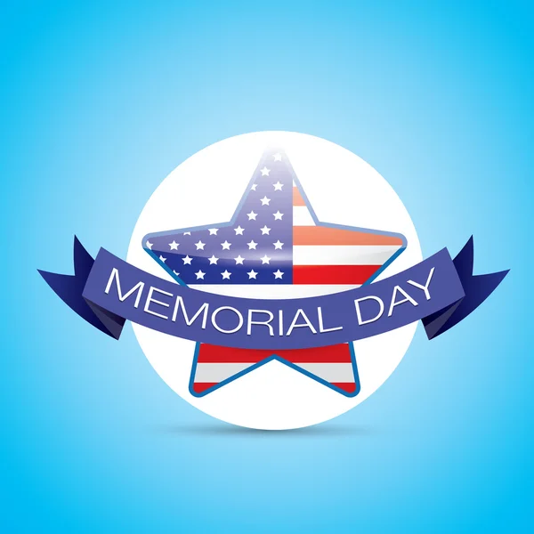 Memorial Day with star in national flag colors — Stock Vector