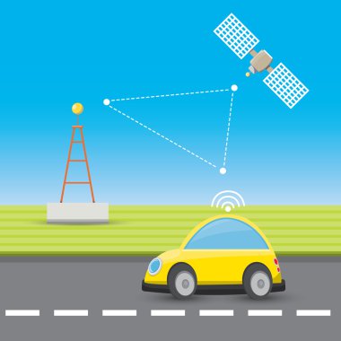 Kendini araba konsepti karikatür Infographic sürüş.