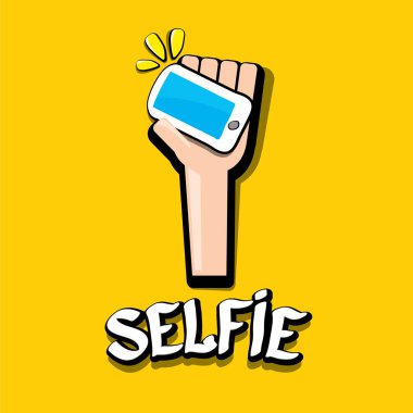 Selfie fotoğrafta akıllı telefon vektör görüntü.