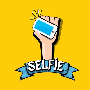 Selfie fotoğrafta akıllı telefon vektör görüntü.