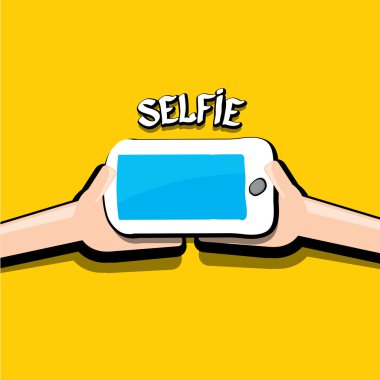 Selfie fotoğrafta akıllı telefon vektör görüntü.