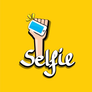 Selfie fotoğrafta akıllı telefon vektör görüntü.