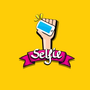 Selfie fotoğrafta akıllı telefon vektör görüntü.