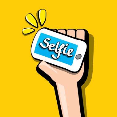 Selfie fotoğrafta akıllı telefon vektör görüntü.