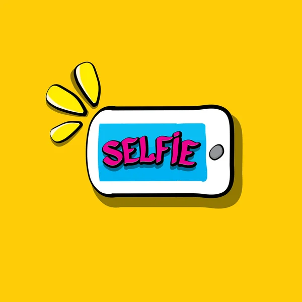 Het nemen van Selfie foto op slimme telefoon vector afbeelding. — Stockvector