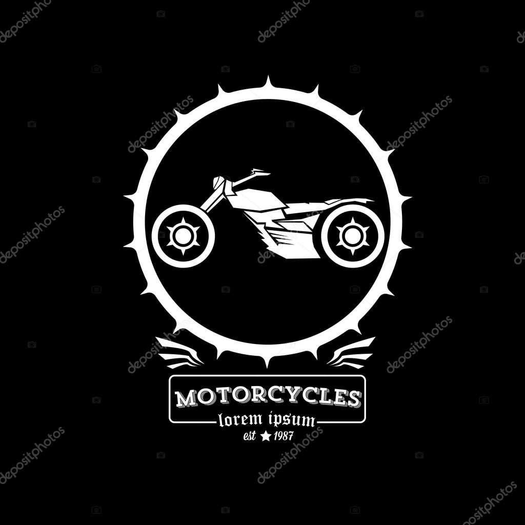 Vector vintage motorcycle label or badge, design element. abstract motorcycle logo with wings