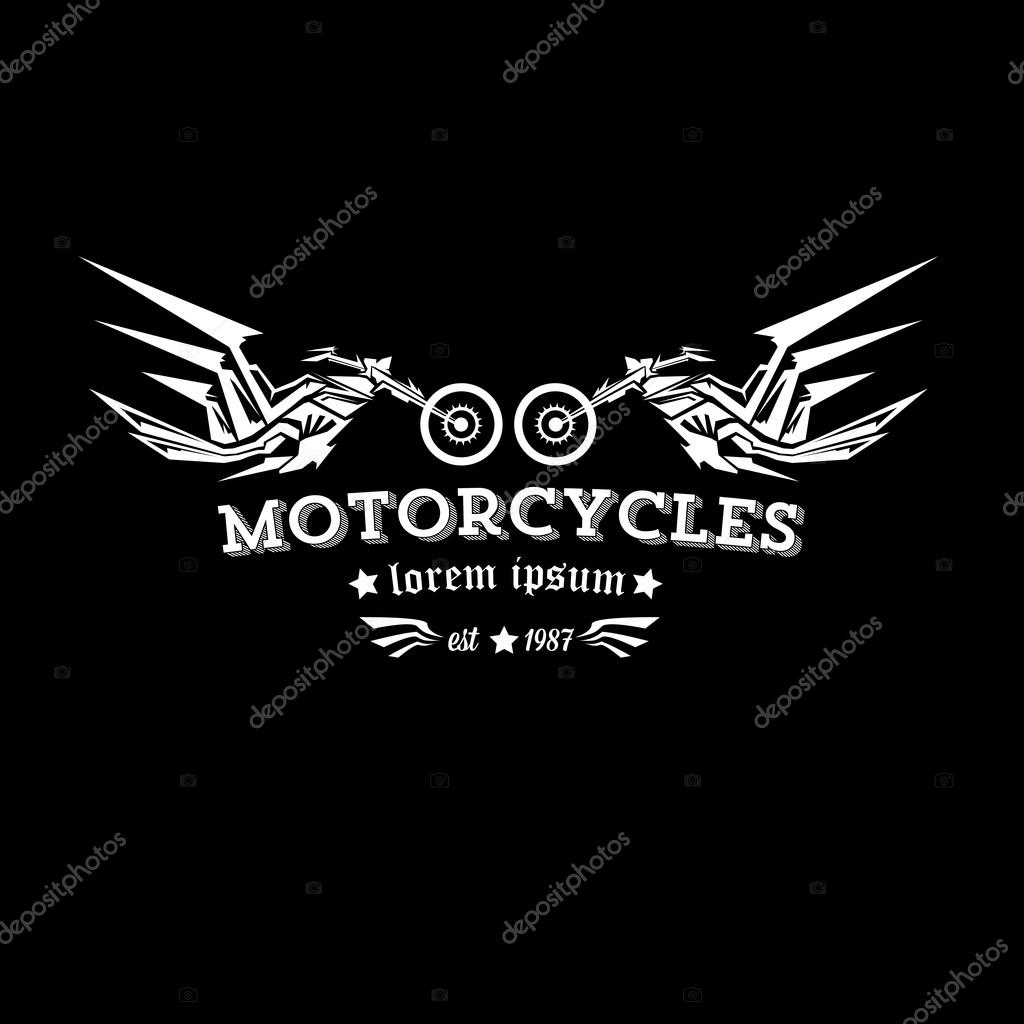 Vector vintage motorcycle label or badge, design element. abstract motorcycle logo with wings
