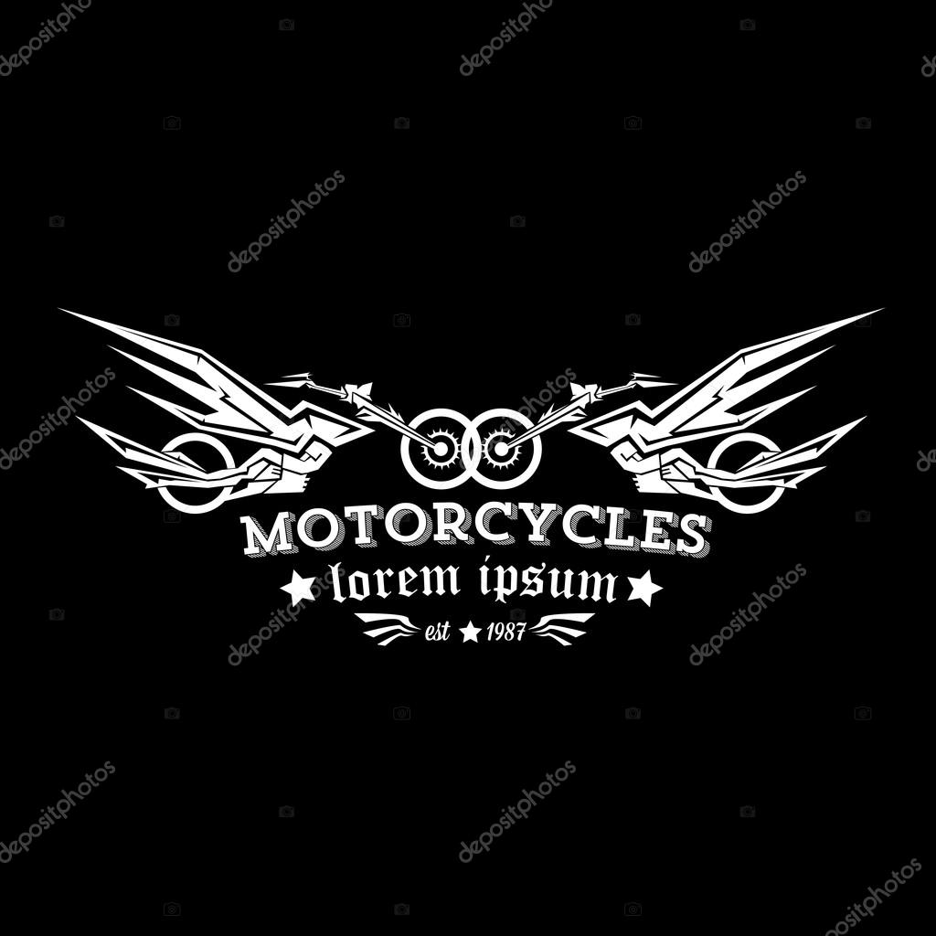 Vector vintage motorcycle label or badge, design element. abstract motorcycle logo with wings