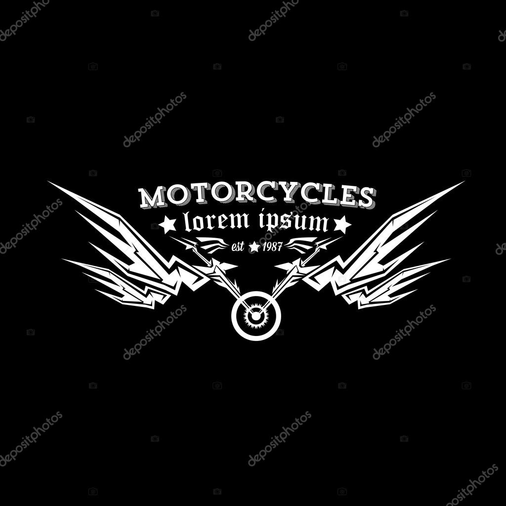 Vector vintage motorcycle label or badge, design element. abstract motorcycle logo with wings