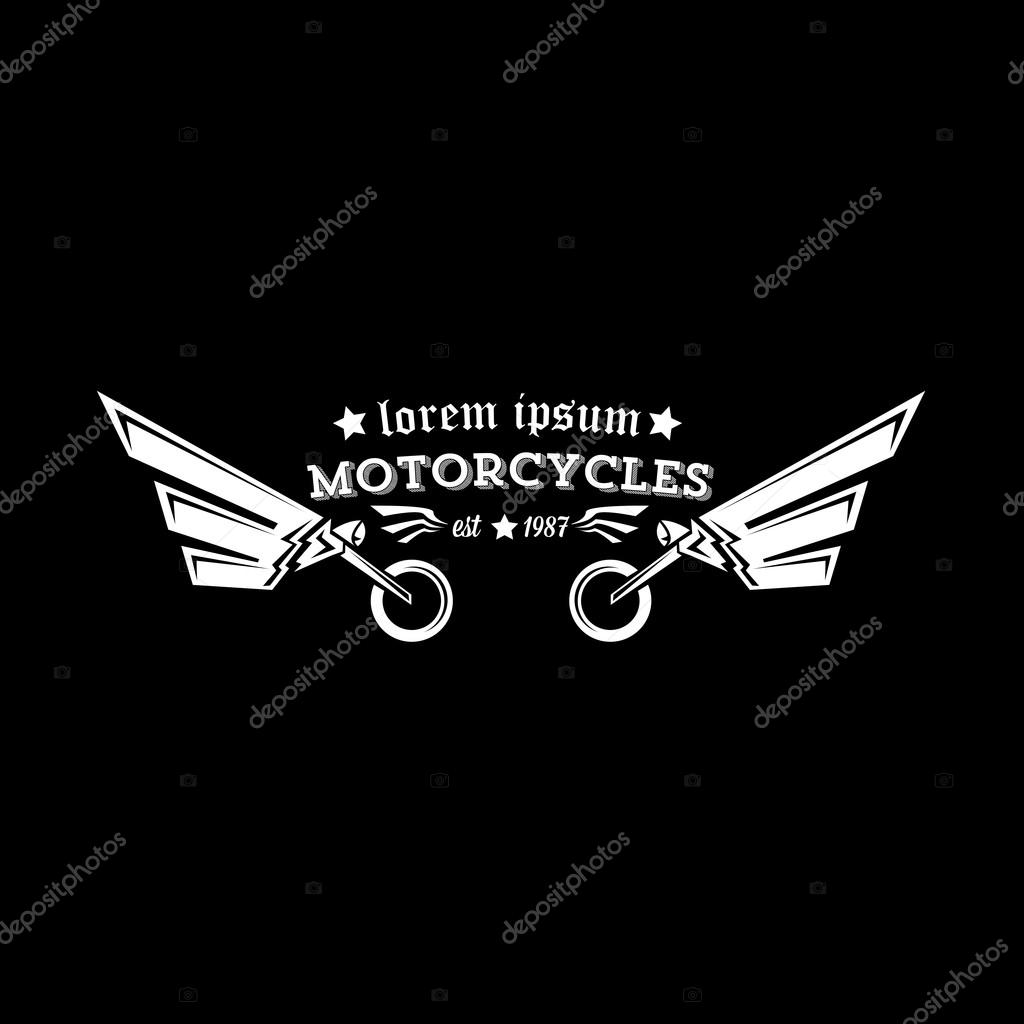 Vector vintage motorcycle label or badge, design element. abstract motorcycle logo with wings