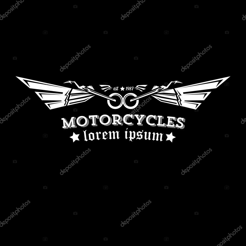 Vector vintage motorcycle label or badge, design element. abstract motorcycle logo with wings