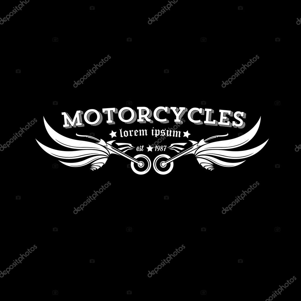 Vector vintage motorcycle label or badge, design element. abstract motorcycle logo with wings