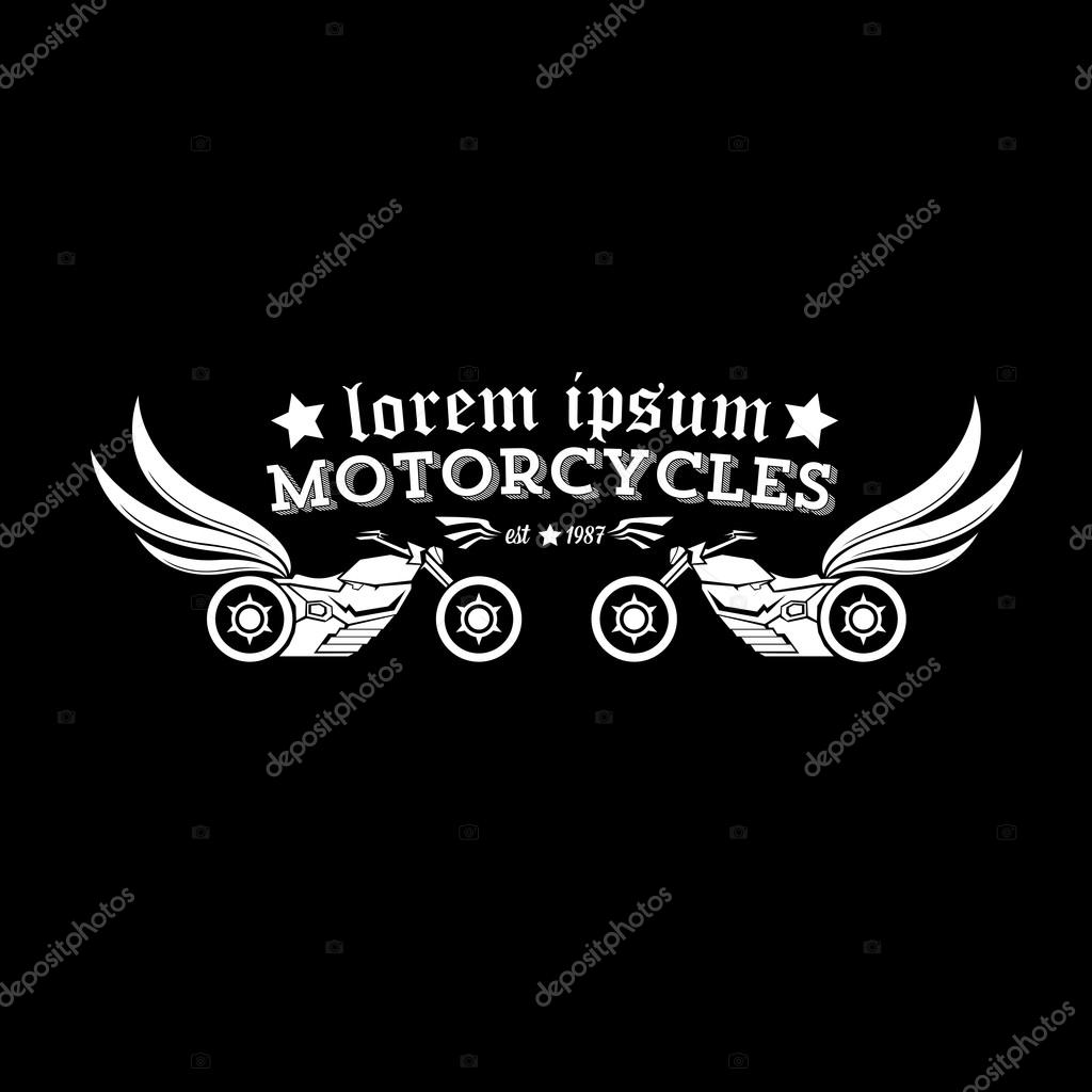 Vector vintage motorcycle label or badge, design element. abstract motorcycle logo with wings