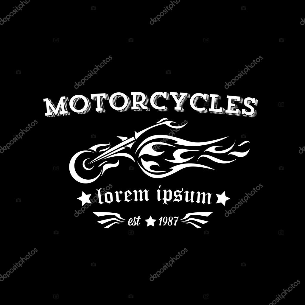 Vector vintage motorcycle label or badge, design element. abstract motorcycle logo with wings