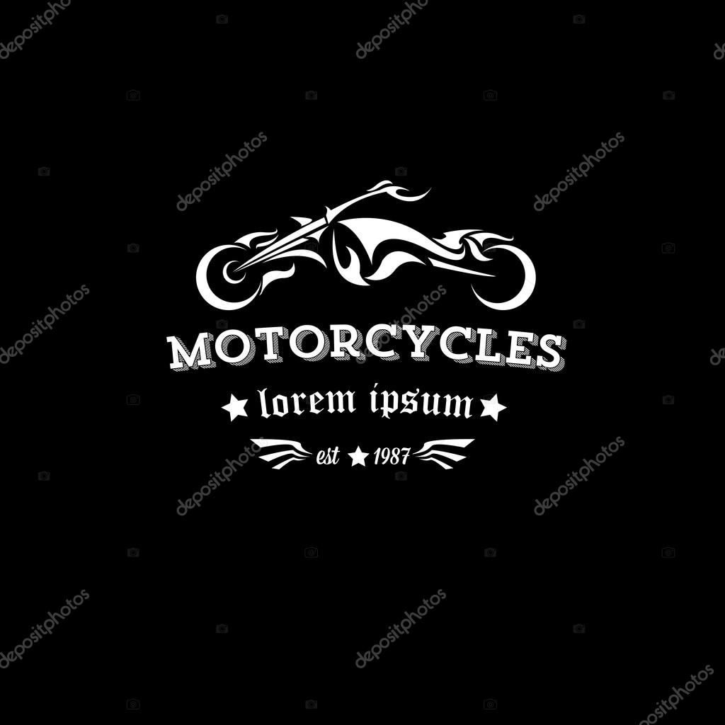 Vector vintage motorcycle label or badge, design element. abstract motorcycle logo with wings