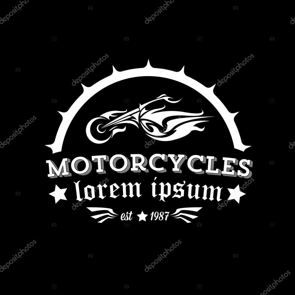Vector vintage motorcycle label or badge, design element. abstract motorcycle logo with wings