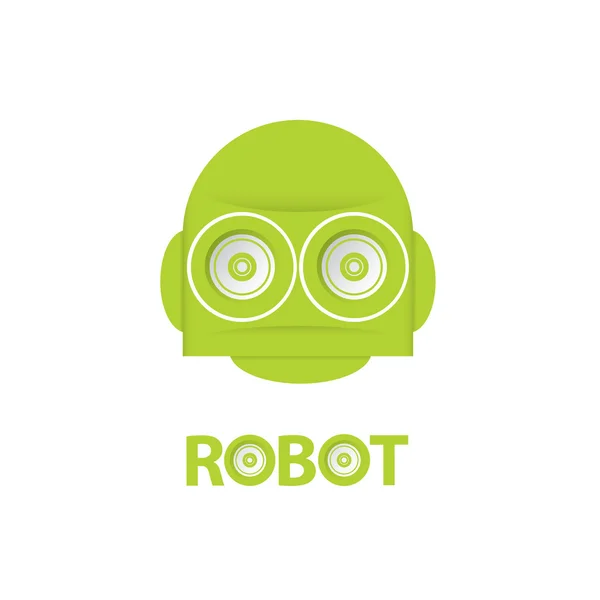 Vicces zöld robot fejét logo tervezés — Stock Vector
