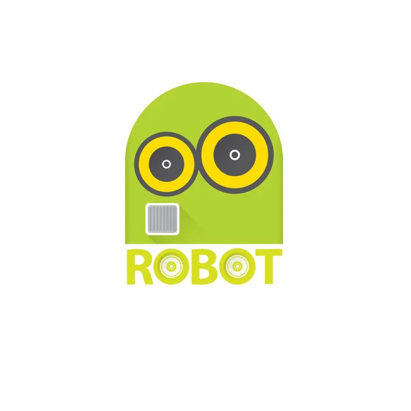 Divertido diseño de logotipo de cabeza robot verde — Vector de stock