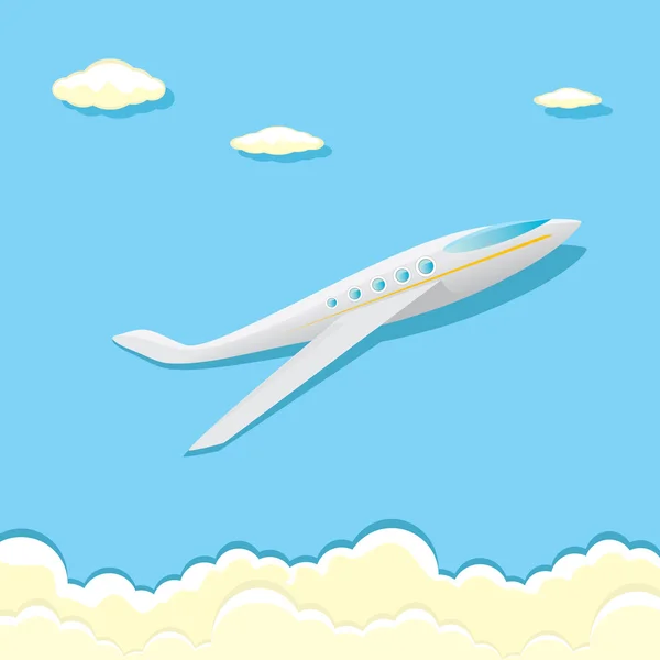 Vector airplane icon. cartoon plane in blue sky — Stock Vector