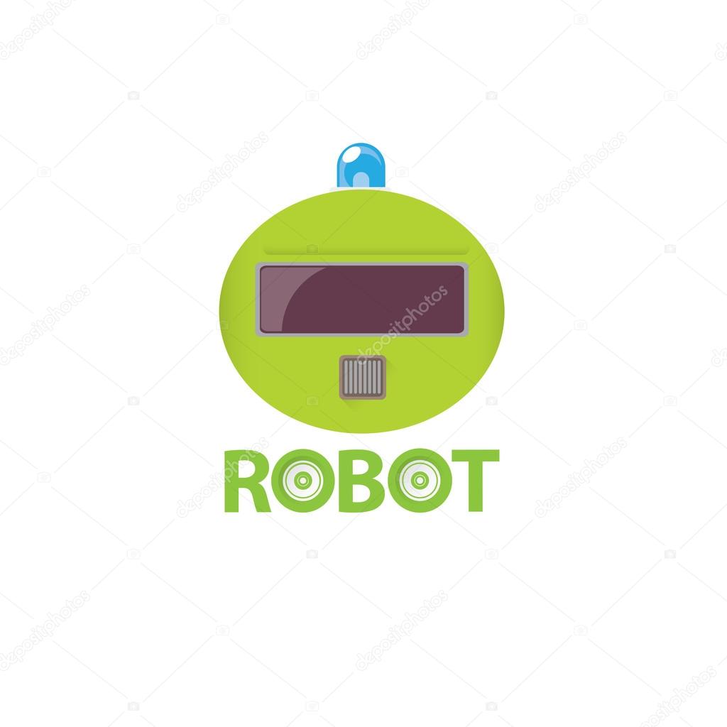 Funny Green Robot Head Logo Design Stock Vector C Zm1ter 115377554